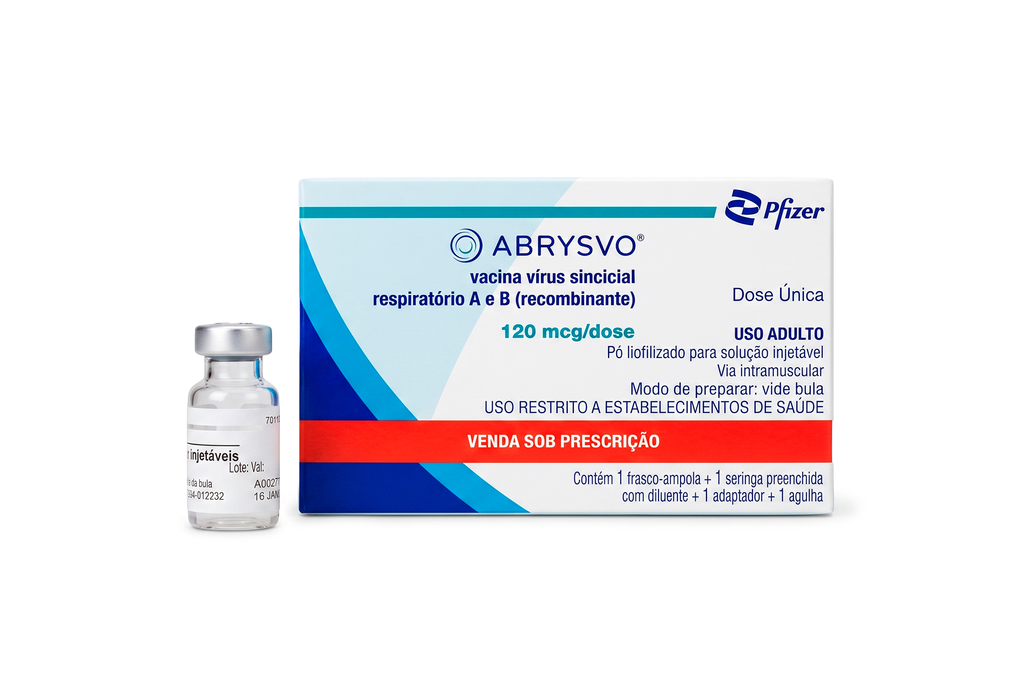 Frasco da vacina Vacina VSR para gestantes com a marca Maievah Clínica de Vacinas