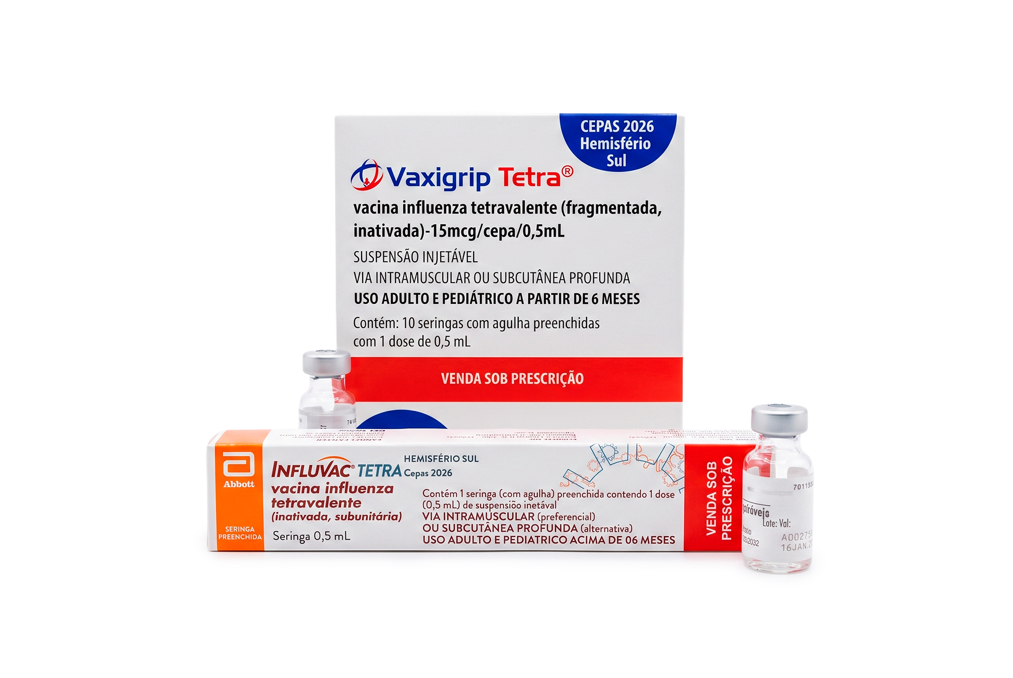 Frasco da vacina Influenza (gripe) com a marca Maievah Clínica de Vacinas